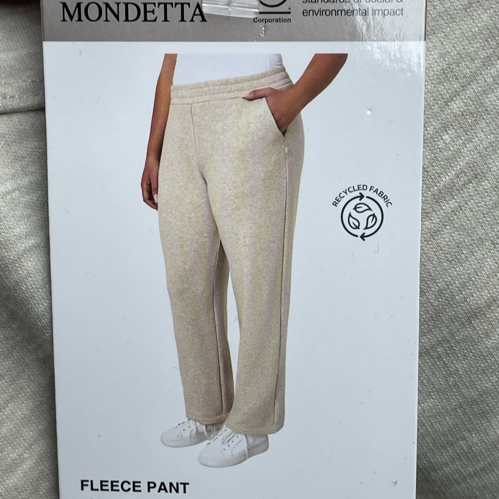 Mondetta Women's XL Fleece Pants Tan Recycled Polyester H0747